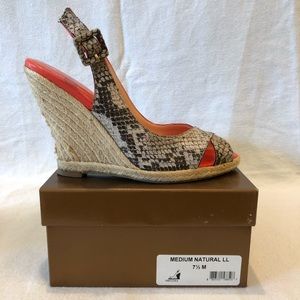 Audrey Brooke Snakeskin Print Wedge Shoes, Sz 7.5